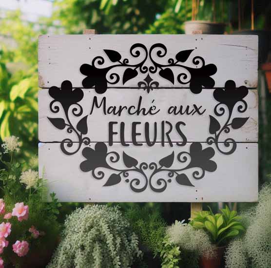 Pochoir Adhésif 30 x 20 cm Affiche Marché aux Fleurs & Fleur de Lys