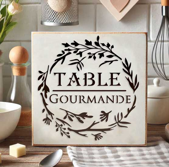 Pochoir Adhésif 20 x 20 cm Couronne Table Gourmande