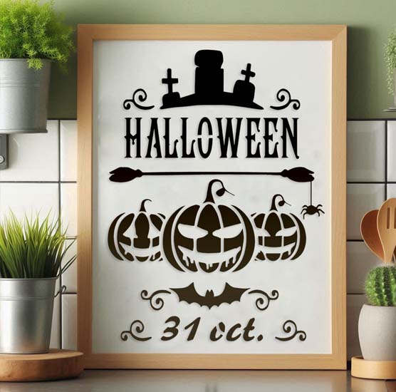 Pochoir Adhésif 30 x 20 cm Affiche Halloween & Citrouilles