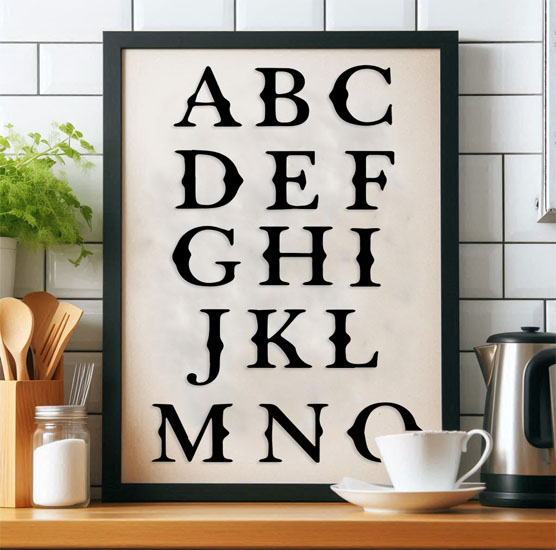 Pochoir Adhésif 60 x 40 cm Alphabet Vintage (4 cm par lettre)